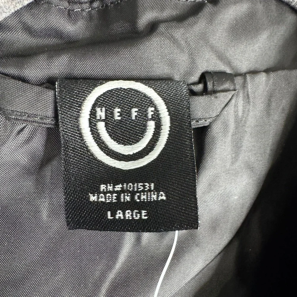 Neff Coach Jacket Mens Size Large Black Flaming Duck Graphic Lightweight Snap Up